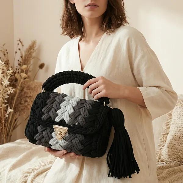 Black_And_White_And_Grey_Crochet_Handbag_Black_For_Women