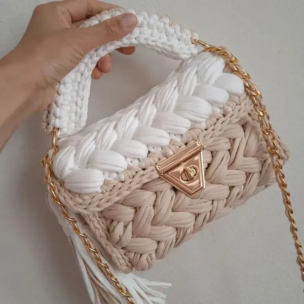 White_And_Beige_Crochet_Purse_Beige_For_Women