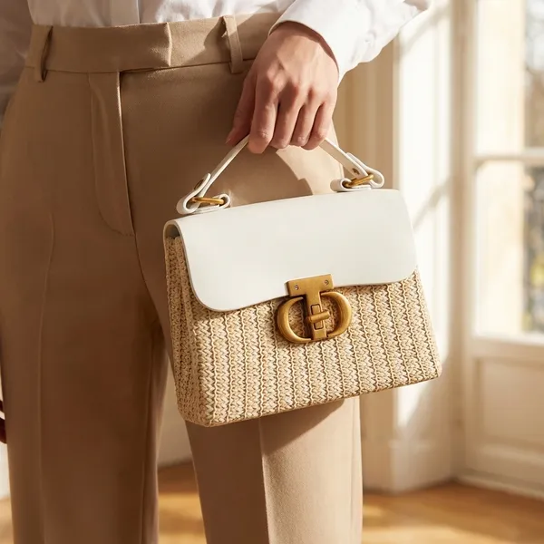White_Golden_Weave_Purse_For_Women