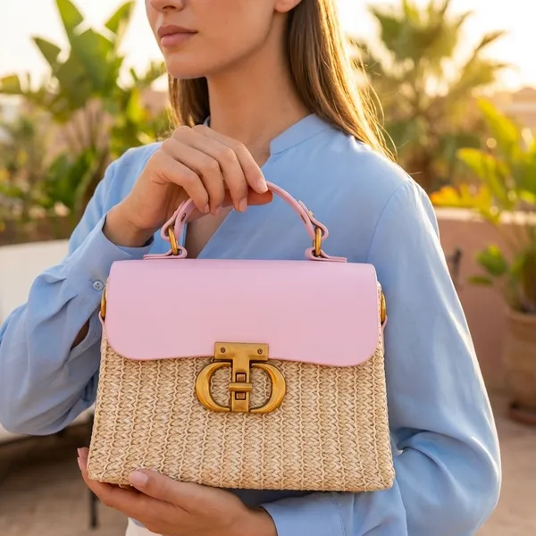Pink_Golden_Weave_Purse_For_Women