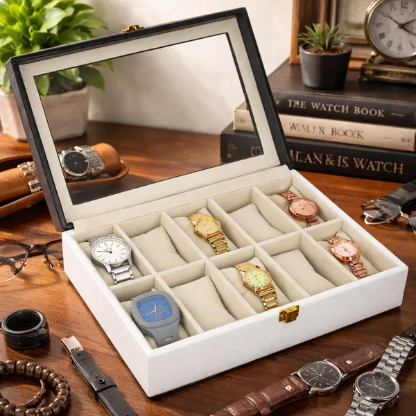 Black_&White_Luxury_Wood_Watch_Box_Organizer_For_Unisex_|_10_Slots