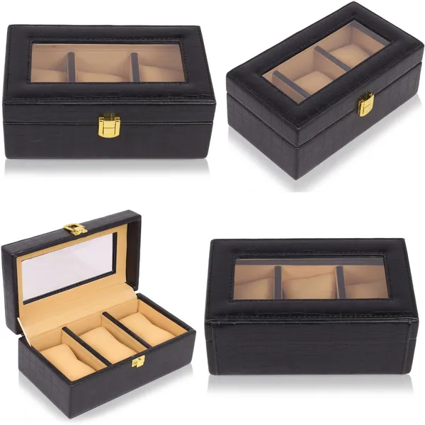Black_Premium_PU_Leather_Watch_Box_Organizer_3_Slot_For_Unisex