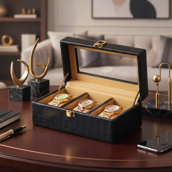 Black_Premium_PU_Leather_Watch_Box_Organizer_3_Slot_For_Unisex
