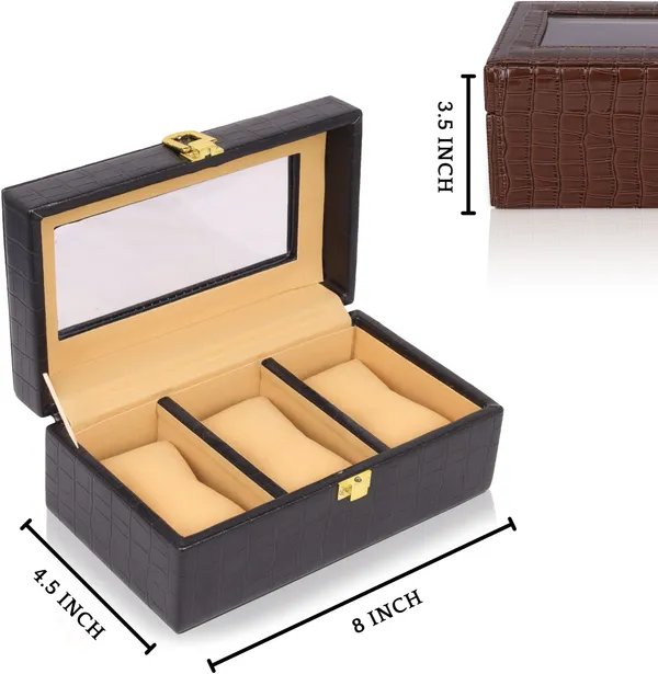 Black_Premium_PU_Leather_Watch_Box_Organizer_3_Slot_For_Unisex