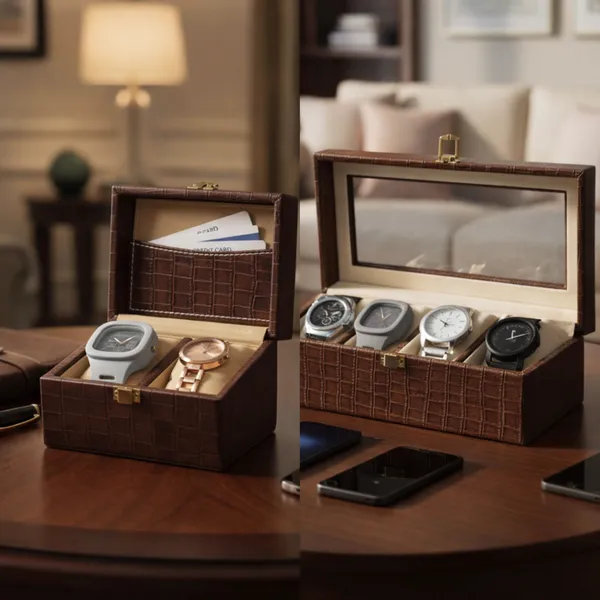 Dark_Brown_And_Brown_Premium_Leather_Watch_Box_Organizer_For_Unisex_(Pack_Of_2)
