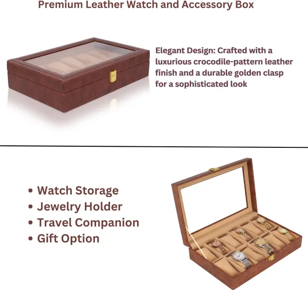 Brown_Premium_PU_Leather_12_Slot_Watch_Box_Organizer_For_Unisex