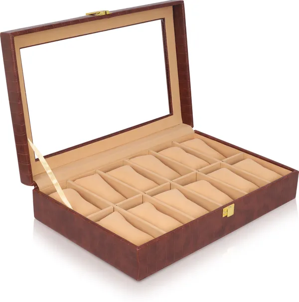 Brown_Premium_PU_Leather_12_Slot_Watch_Box_Organizer_For_Unisex