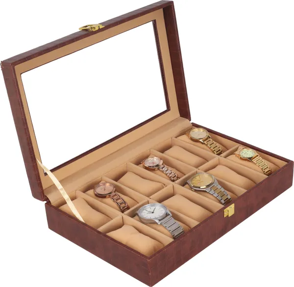 Brown_Premium_PU_Leather_12_Slot_Watch_Box_Organizer_For_Unisex