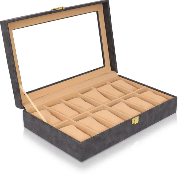 Dark_Grey_Premium_Pu_Leather_Wood_Watch_Box_Organizer_For_Unisex