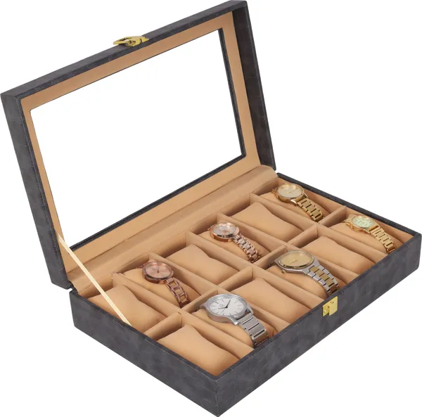 Dark_Grey_Premium_Pu_Leather_Wood_Watch_Box_Organizer_For_Unisex