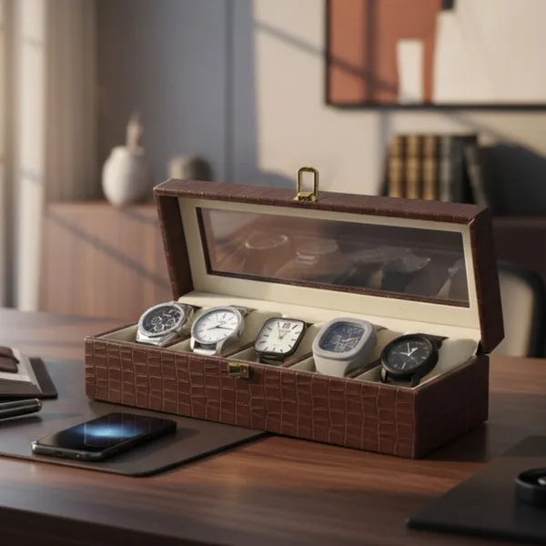 Brown_Premium_PU_Leather_5_Slot_Watch_Case_Box_Unisex