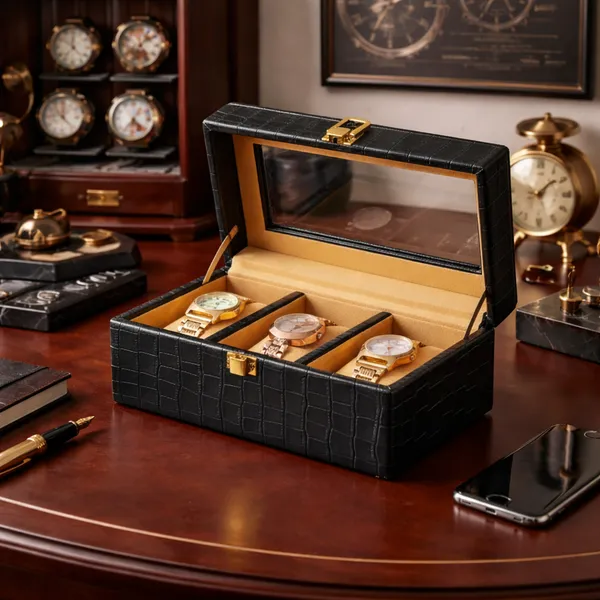 Black_Premium_PU_Leather_Watch_Box_Organizer_3_Slot_For_Unisex