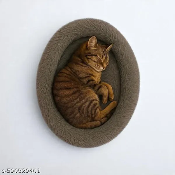 Stuffiva_Oval_Shaped_Faux_Fur_Pet_Bed_For_Dogs_Kittens_With_Reversible_Cushion_Washable_Cozy_And_Comfortable_Small_Grey