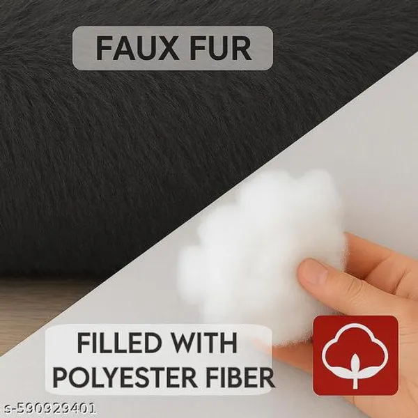 Stuffiva_Oval_Shaped_Faux_Fur_Pet_Bed_For_Dogs_Kittens_With_Reversible_Cushion_Washable_Cozy_And_Comfortable_Small_Grey