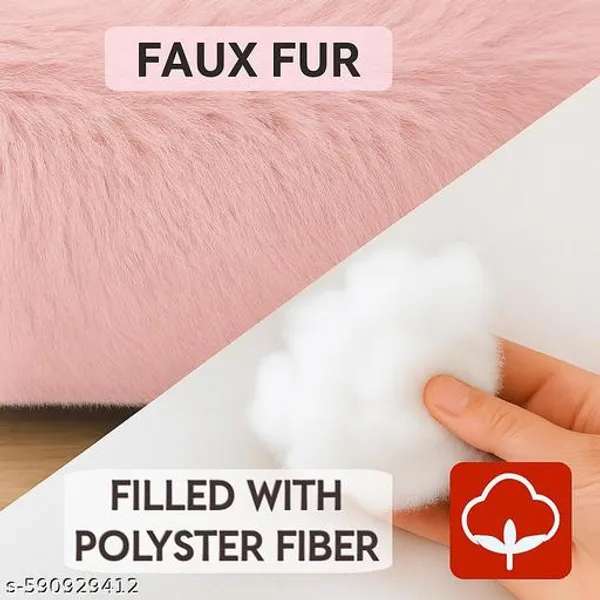 Stuffiva_Oval_Shaped_Faux_Fur_Pet_Bed_For_Dogs_Kittens_With_Reversible_Cushion_Washable_Cozy_And_Comfortable_Medium_Pink