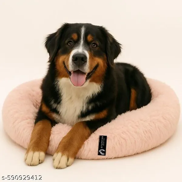 Stuffiva_Oval_Shaped_Faux_Fur_Pet_Bed_For_Dogs_Kittens_With_Reversible_Cushion_Washable_Cozy_And_Comfortable_Medium_Pink