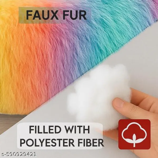 Stuffiva_Oval_Shaped_Faux_Fur_Pet_Bed_For_Dogs_Kittens_With_Reversible_Cushion_Washable_Cozy_And_Comfortable_Extra_Large_Rainbow