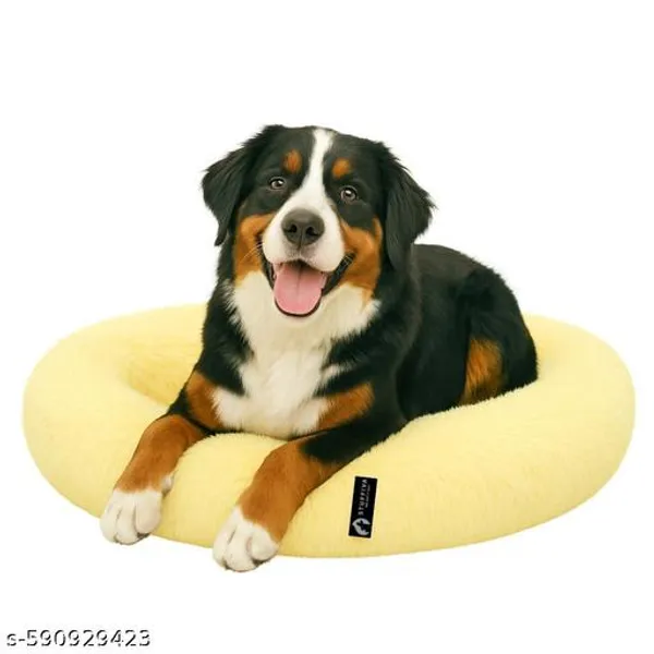 Stuffiva_Oval_Shaped_Faux_Fur_Pet_Bed_For_Dogs_Kittens_With_Reversible_Cushion_Washable_Cozy_And_Comfortable_Medium_Yellow