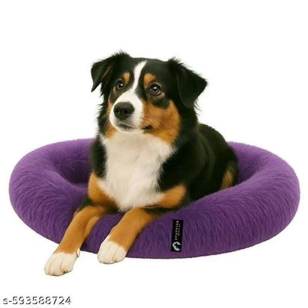 Oval_Shaped_Faux_Fur_Pet_Bed_For_Dogs_Kittens_M_Purple