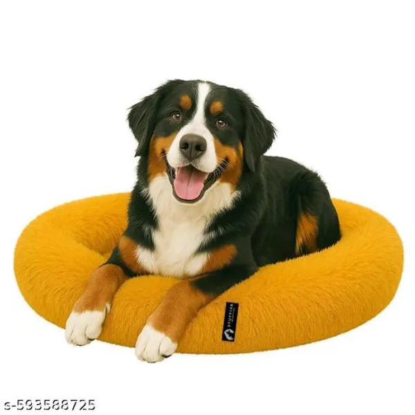 Oval_Shaped_Faux_Fur_Pet_Bed_For_Dogs_Kittens_M_Mustard