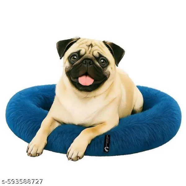 Oval_Shaped_Faux_Fur_Pet_Bed_For_Dogs_Kittens_M_Blue