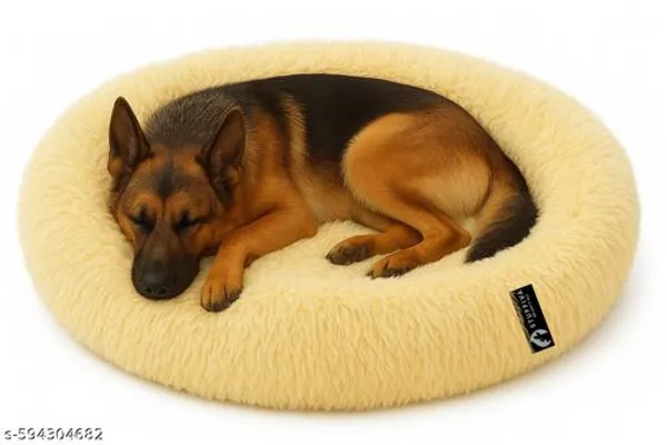Oval_Shaped_Faux_Fur_Pet_Bed_For_Dogs_Kittens_L_Yellow