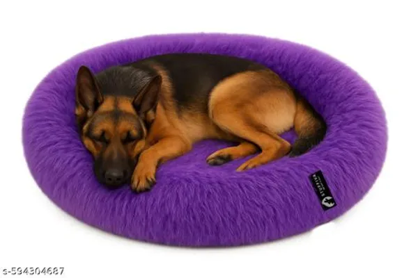 Oval_Shaped_Faux_Fur_Pet_Bed_For_Dogs_Kittens_L_Purple