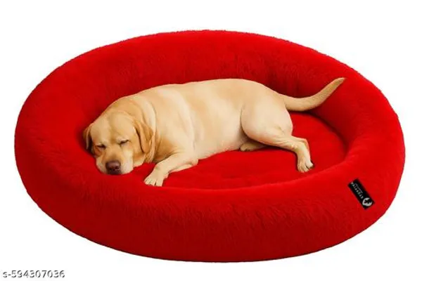 Oval_Shaped_Faux_Fur_Pet_Bed_For_Dogs_Kittens_Xl_Red