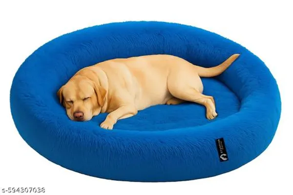 Oval_Shaped_Faux_Fur_Pet_Bed_For_Dogs_Kittens_Xl_Blue