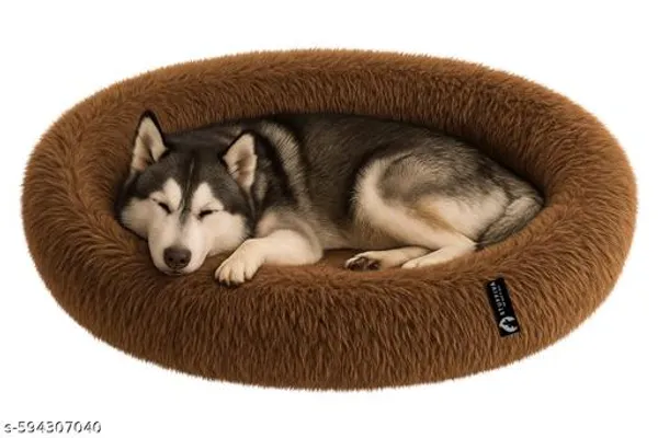Oval_Shaped_Faux_Fur_Pet_Bed_For_Dogs_Kittens_Xl_Brown