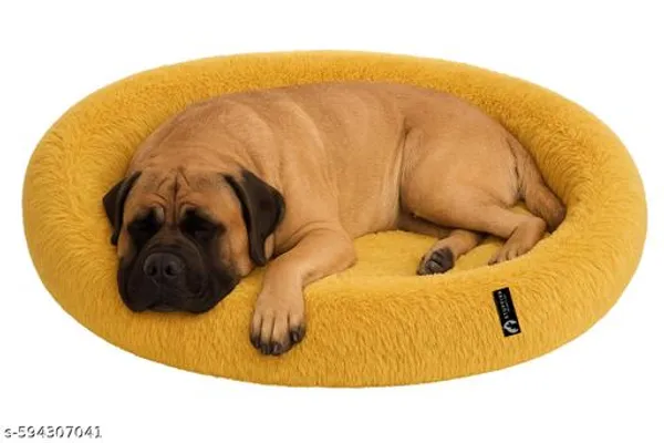 Oval_Shaped_Faux_Fur_Pet_Bed_For_Dogs_Kittens_Xl_Mustard