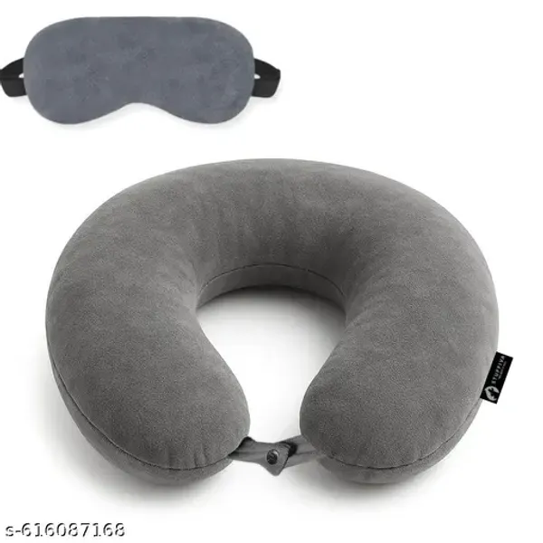 U_Shape_Neck_Pillow_Travelling_Headrest_With_Eye_Mask_Neck_Pillow_Npu_Grey