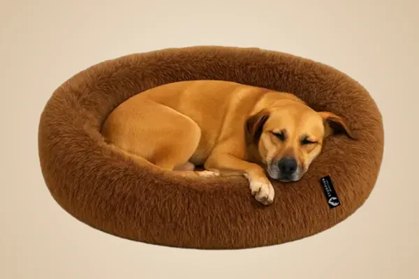 Stuffiva_Oval_Shaped_Faux_Fur_Pet_Bed_For_Dogs_Kittens_With_Reversible_Cushion_Washable_Cozy_And_Comfortable_Large_Brown