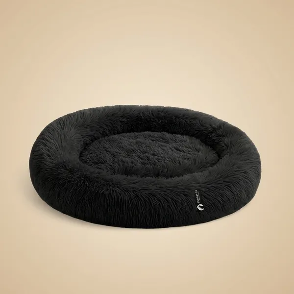 Stuffiva_Oval_Shaped_Faux_Fur_Pet_Bed_For_Dogs_Kittens_With_Reversible_Cushion_Washable_Cozy_And_Comfortable_Small_Black