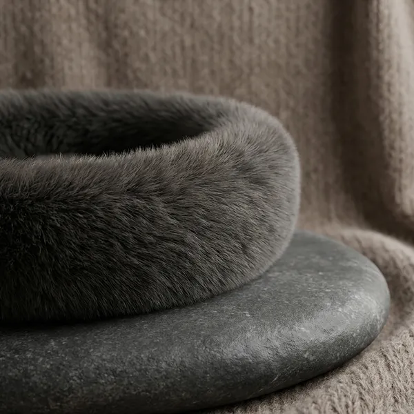 Stuffiva_Oval_Shaped_Faux_Fur_Pet_Bed_For_Dogs_Kittens_With_Reversible_Cushion_Washable_Cozy_And_Comfortable_Small_Grey