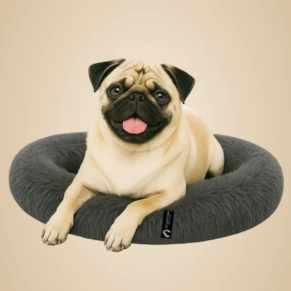 Stuffiva_Oval_Shaped_Faux_Fur_Pet_Bed_For_Dogs_Kittens_With_Reversible_Cushion_Washable_Cozy_And_Comfortable_Medium_Grey