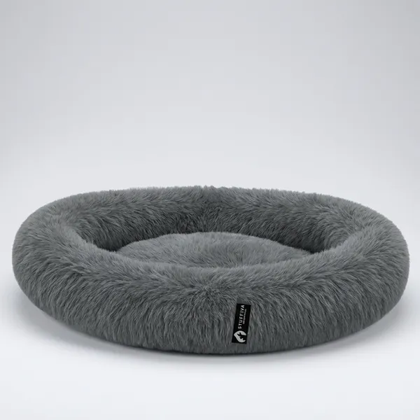 Stuffiva_Oval_Shaped_Faux_Fur_Pet_Bed_For_Dogs_Kittens_With_Reversible_Cushion_Washable_Cozy_And_Comfortable_Medium_Grey