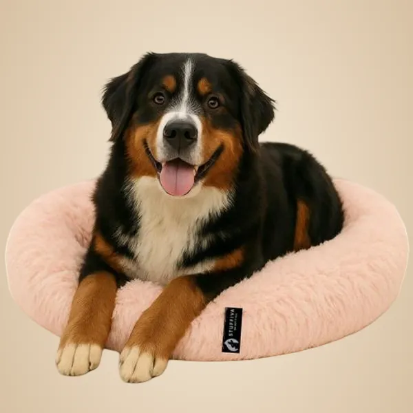 Stuffiva_Oval_Shaped_Faux_Fur_Pet_Bed_For_Dogs_Kittens_With_Reversible_Cushion_Washable_Cozy_And_Comfortable_Medium_Pink