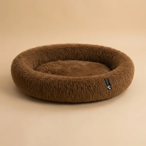 Stuffiva_Oval_Shaped_Faux_Fur_Pet_Bed_For_Dogs_Kittens_With_Reversible_Cushion_Washable_Cozy_And_Comfortable_Extra_Large_Brown