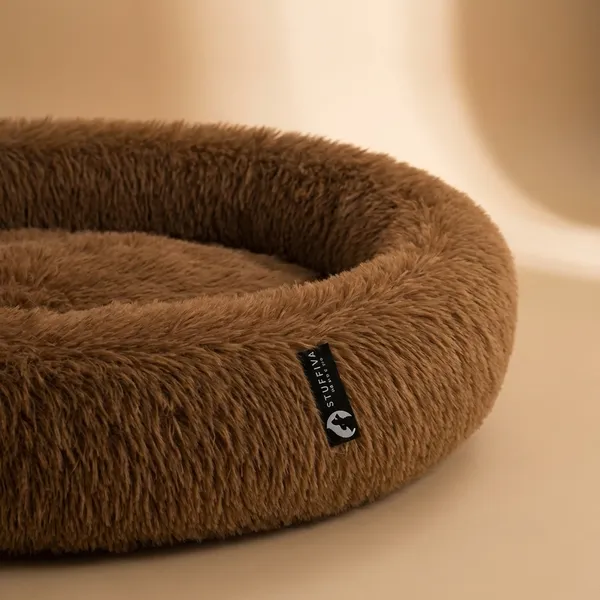 Stuffiva_Oval_Shaped_Faux_Fur_Pet_Bed_For_Dogs_Kittens_With_Reversible_Cushion_Washable_Cozy_And_Comfortable_Extra_Large_Brown