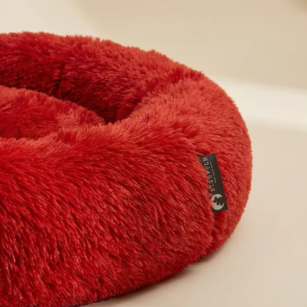 Stuffiva_Oval_Shaped_Faux_Fur_Pet_Bed_For_Dogs_Kittens_With_Reversible_Cushion_Washable_Cozy_And_Comfortable_Extra_Large_Red