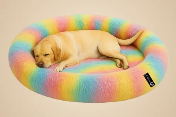 Stuffiva_Oval_Shaped_Faux_Fur_Pet_Bed_For_Dogs_Kittens_With_Reversible_Cushion_Washable_Cozy_And_Comfortable_Extra_Large_Rainbow