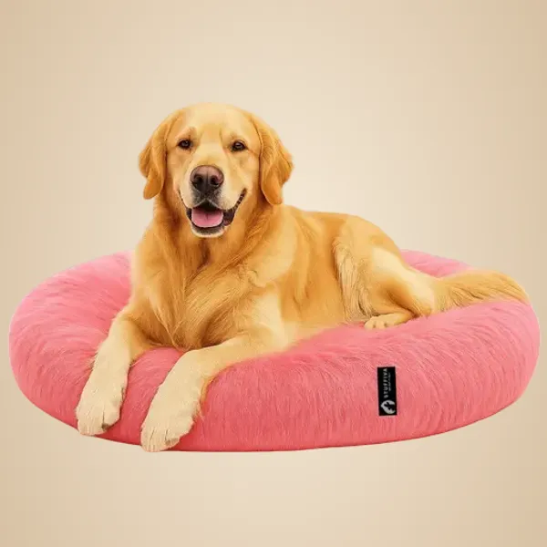 Stuffiva_Oval_Shaped_Faux_Fur_Pet_Bed_For_Dogs_Kittens_With_Reversible_Cushion_Washable_Cozy_And_Comfortable_Large_Pink