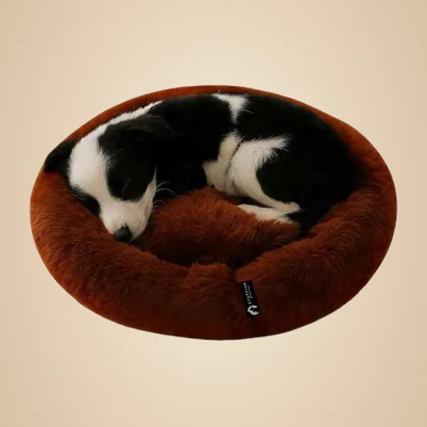 Stuffiva_Oval_Shaped_Faux_Fur_Pet_Bed_For_Dogs_Kittens_With_Reversible_Cushion_Washable_Cozy_And_Comfortable_Small_Brown