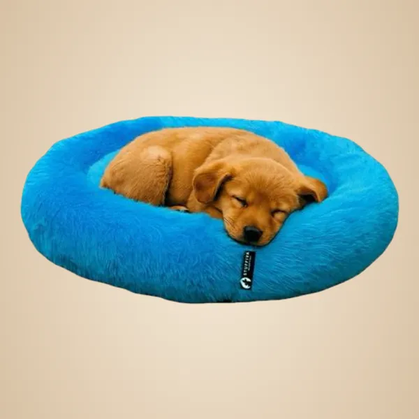 Stuffiva_Oval_Shaped_Faux_Fur_Pet_Bed_For_Dogs_Kittens_With_Reversible_Cushion_Washable_Cozy_And_Comfortable_Small_Blue