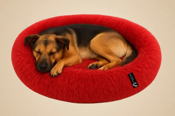 Oval_Shaped_Faux_Fur_Pet_Bed_For_Dogs_Kittens_L_Red