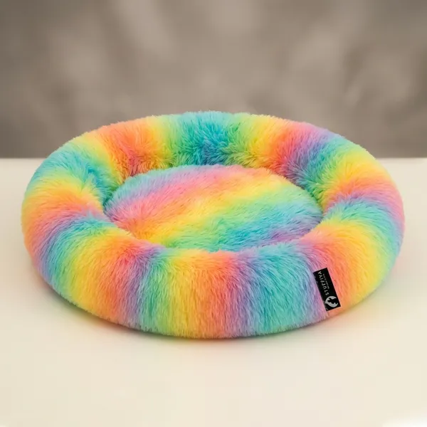 Oval_Shaped_Faux_Fur_Pet_Bed_For_Dogs_Kittens_L_Rainbow