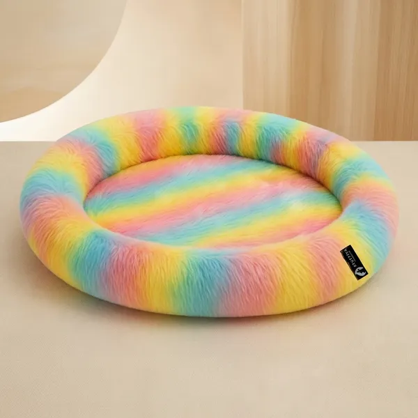 Oval_Shaped_Faux_Fur_Pet_Bed_For_Dogs_Kittens_Xl_Rainbow