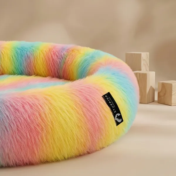 Oval_Shaped_Faux_Fur_Pet_Bed_For_Dogs_Kittens_Xl_Rainbow