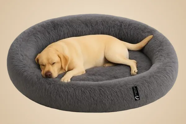 Oval_Shaped_Faux_Fur_Pet_Bed_For_Dogs_Kittens_Xl_Grey